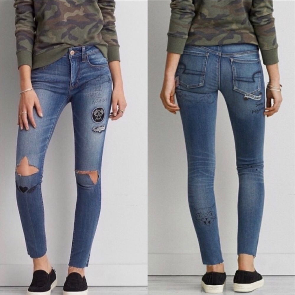 American Eagle patch skinny jegging jeans 18 short
